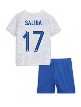 Frankreich William Saliba #17 Auswärts Trikotsatz für Kinder WM 2022 Kurzarm (+ Kurze Hosen)